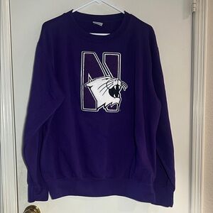 Northwestern University Wildcats Crew Neck Sweatshirt. NCAA